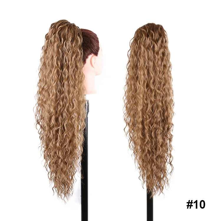 Blonde synthetische paardenstaart, lang golvend gevlochten paardenstaart haarstukje op clip, ombre zwartbruine haarextensies, paardenstaart voor dames