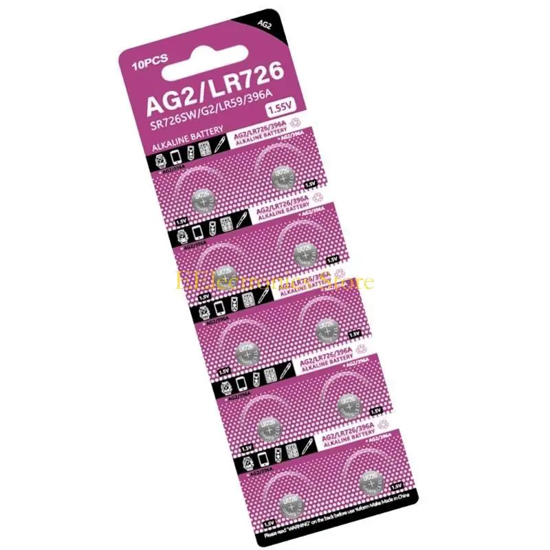 B03C 10pcs/sheet AG2 LR726 Button Cell Batteries 1.5V Alkaline Long Time Power Supply for Toy Remote Controls Calculators