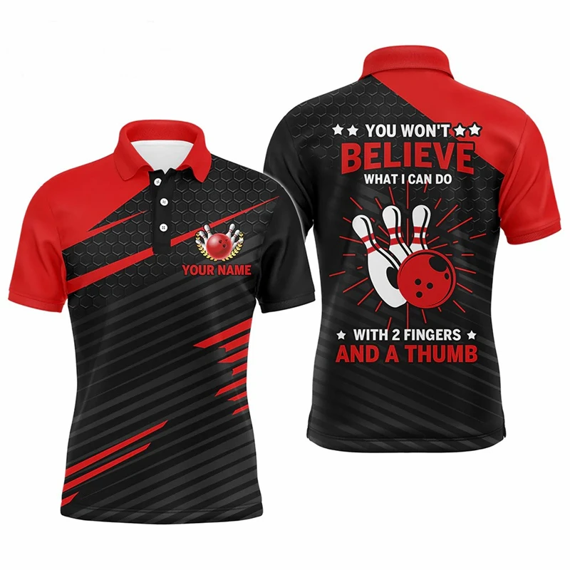 

New In Bowling Graphic Polo Shirts For Men Summer Casual Custom Name 3D Printed Short Sleeve Polo Shirt Loose Breathable Tee Top