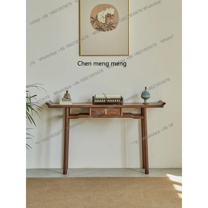 Chinese solid wood strip case, black walnut supply table, entrance case, end view entrance platform