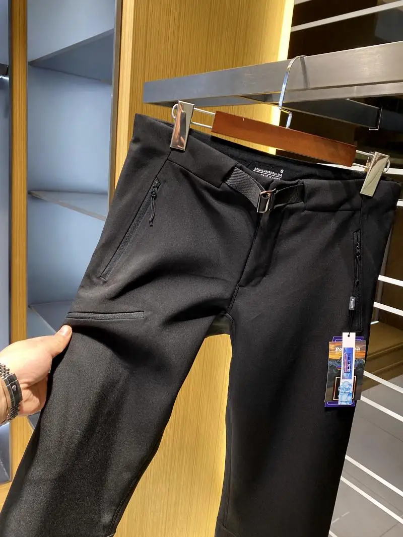 

Thiened Fce Lined Outdoor Soft ell Windproof Waterproof Men's Winter Casual Pants Youth Faion Urban Sle Pure Color