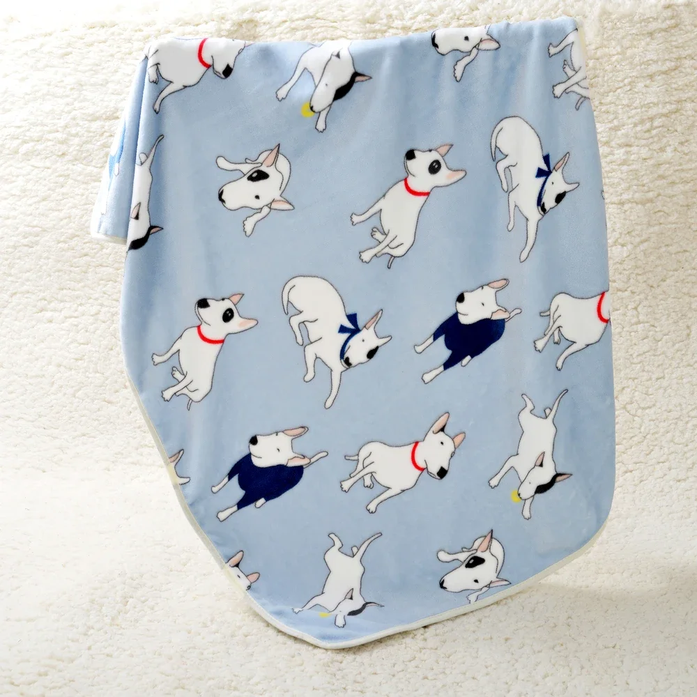 100 x 75cm Cozy Warm Pet Bed Mat Cover Towel Cat Dog Flannel Bull Terrier Printed Soft Blanket For Small Medium Large Puppy Dogs