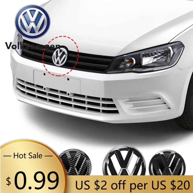 

For VOLKSWAGEN VW 2Pcs Chrome Car Front Radiator Grille Emblem 137MM+Rear Trunk Lid Badge 115MM Auto Emblem For Volkswagen VW Go
