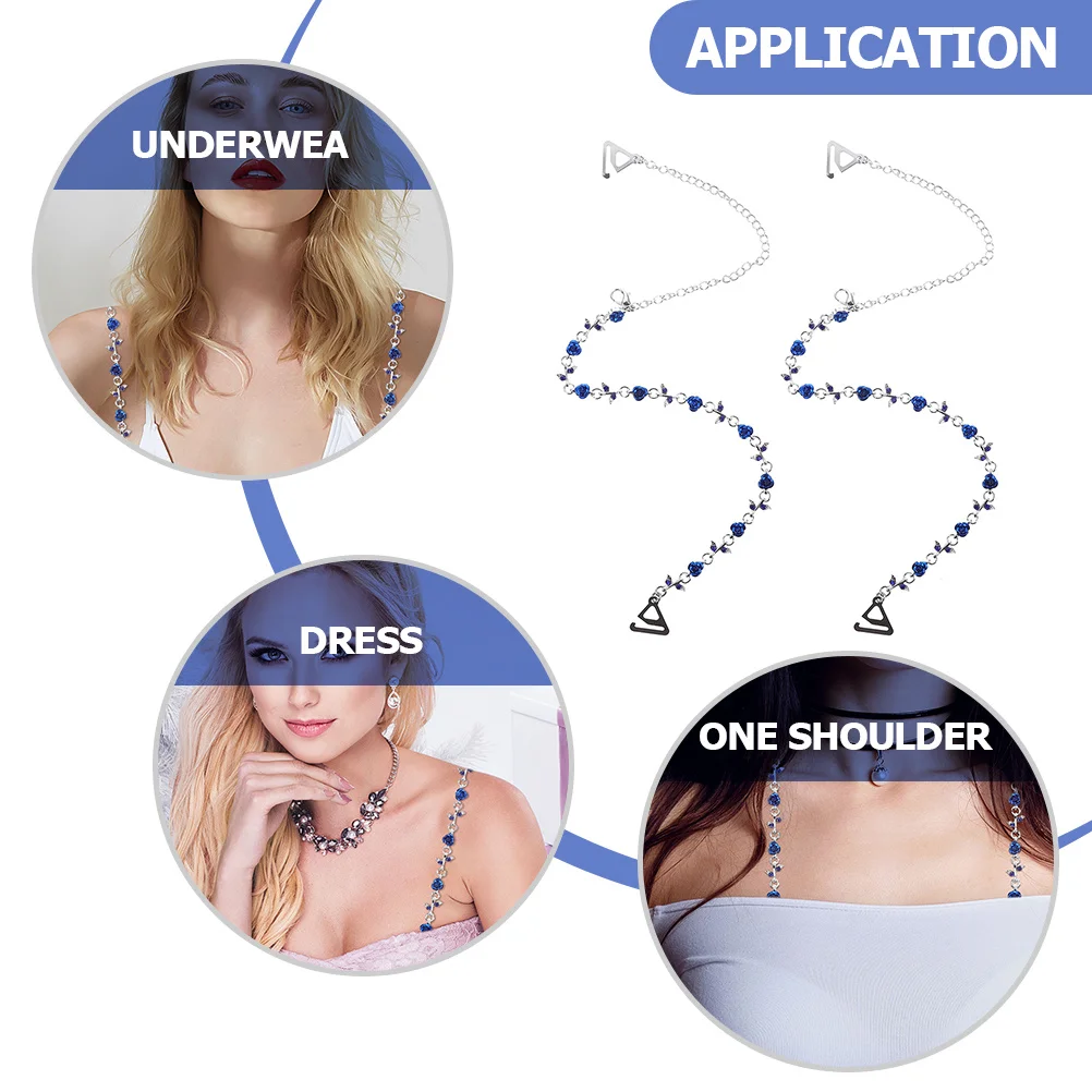 

1Pair Non-Slip Rhinestone Bra Straps Premium Material Long-Lasting Decorative Rose Design Bra Strap Underwear Strap