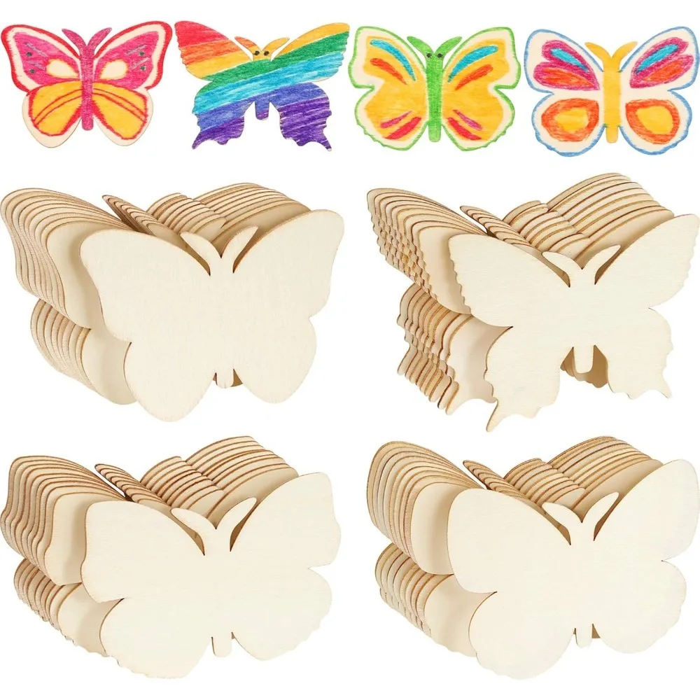 20/40pcs Butterfly Unfinished Wooden Butterfly Blank Wood Butterfly Shaped Slices Cutouts for Birthday DIY Painting Tags