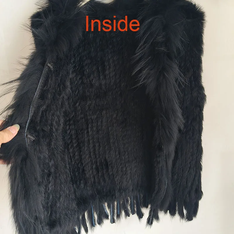 HSPL Sleeveless Women Fashion Fur Vest Knit Waistcoat For Lady For 2018 Spring Real Rabbit Fur Female Vests Black  Waistcoat