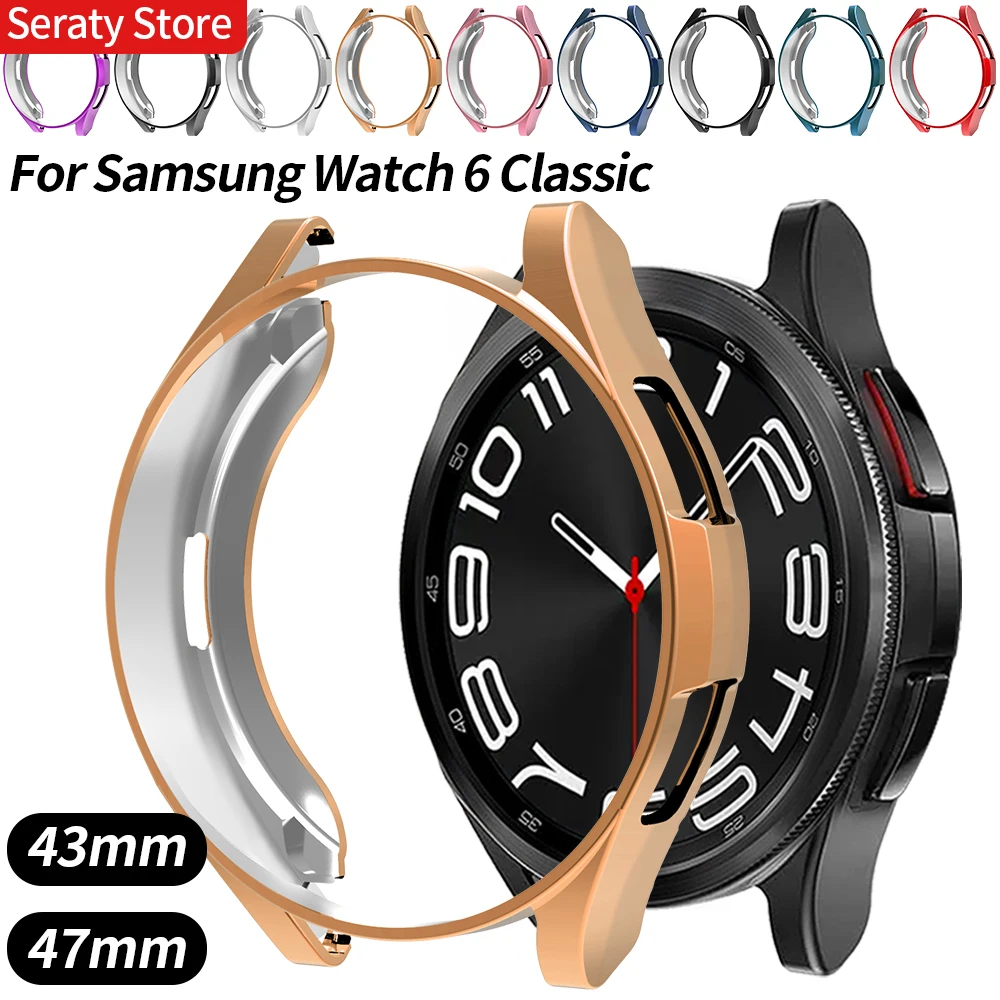 Cover for Samsung Galaxy Watch 6 Classic 43mm 47mm Plated Soft Hollow Frame Protector Bumper for Watch 6 Classic Protective Case