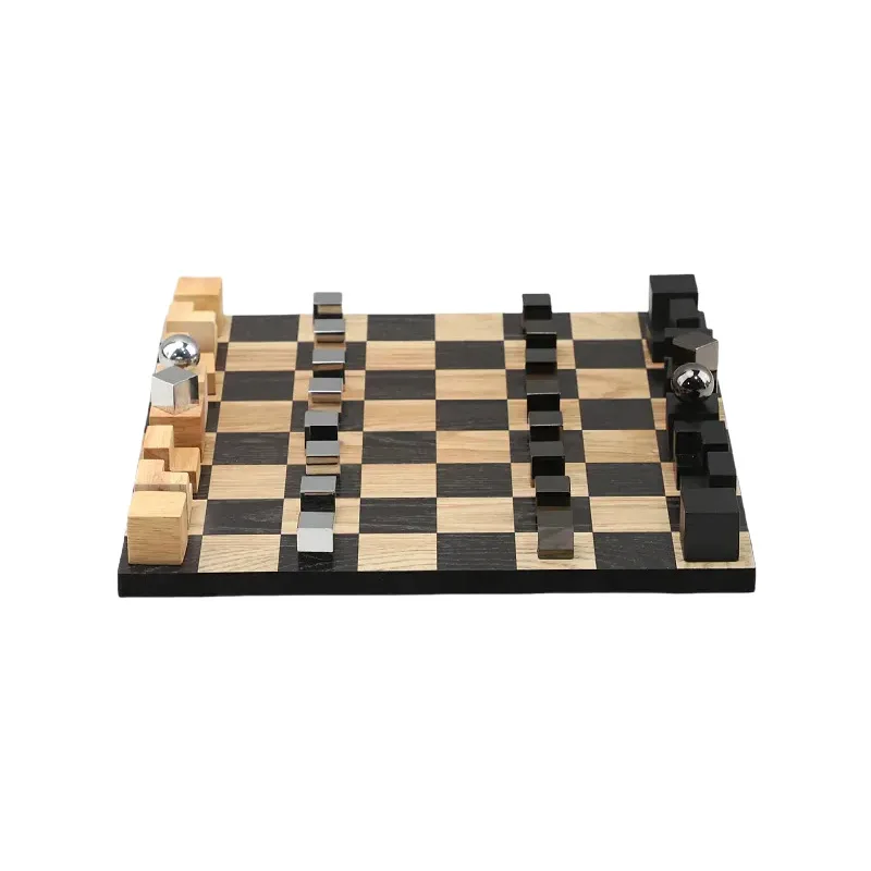 Modern simple and creative high-end solid wood lattice geometric chessboard ornament living room entrance model room home