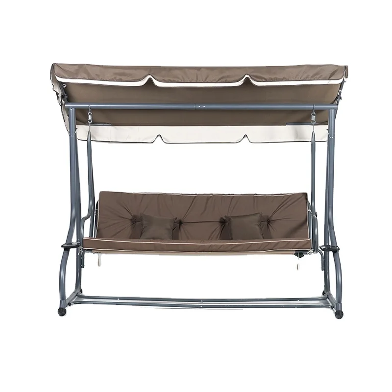 oe-Oeytree Deluxe  Garden Patio Swing Chair Wrought Iron Metal Bench Table Outdoor Canopy Gazebo Pergola Beach Swing Chair#