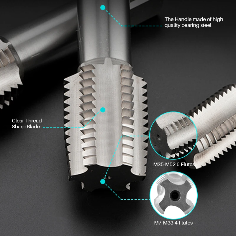 XCAN Thread Tap M12-M52 Right Hand Machine Plug Tap Metalworking Screw Metric Tap Drill Hand Tools