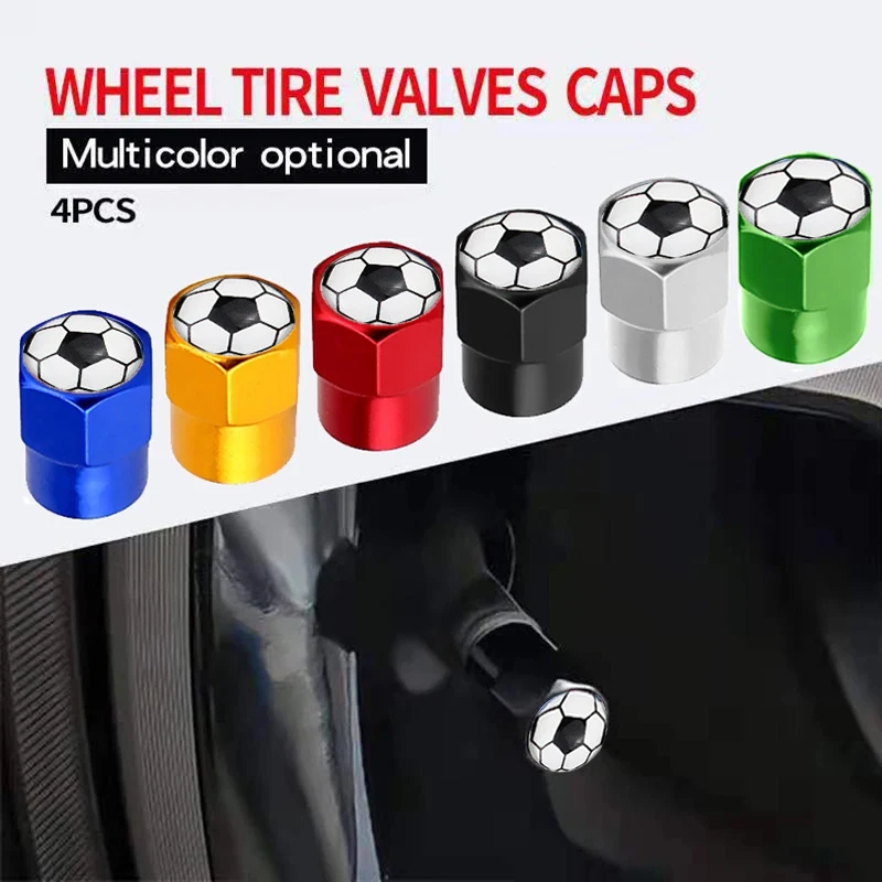 4PCS Football Logo Car Wheel Tire Valve Caps For Toyota Corolla Camry Rav4 Yaris Auris Avensis Prius Prado Hilux Supra Tacoma