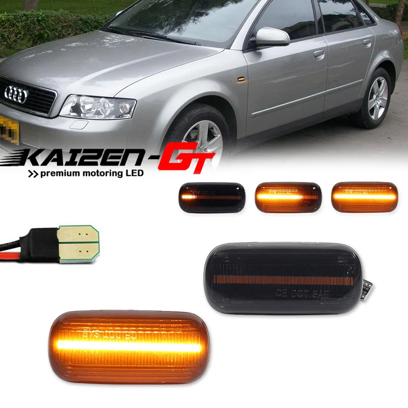 Car Front Fender Side Marker Indicator Lights Sequential LED Turn Signal Lights For Audi A3 S3 S4 RS4 A4 B6 B7 A6 S6 Allroad C6