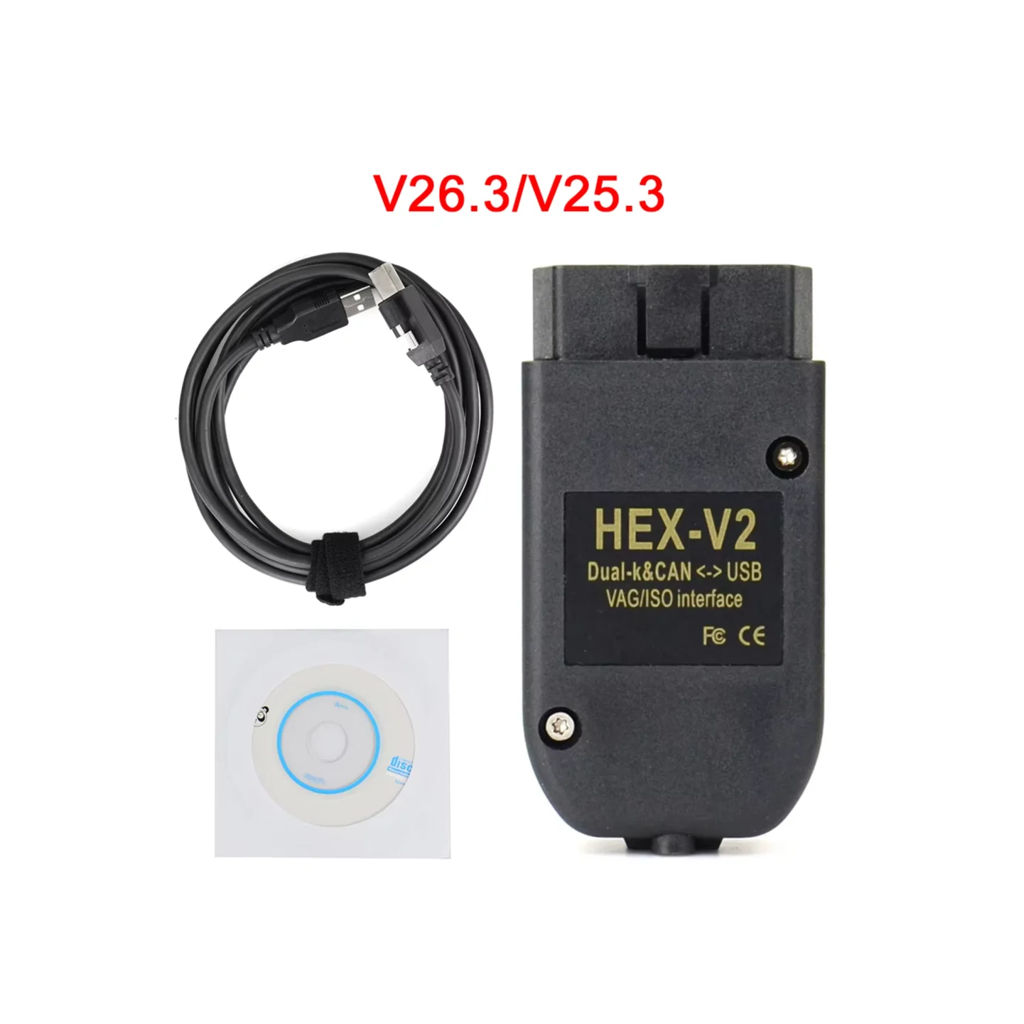 Newest VCDS 26.3 V25.3 HEX V2 OBD2 Diagnostic Cable Multi-Language VAG Scanner Tool for VAG HEX V2 for VW Audi Skoda Car