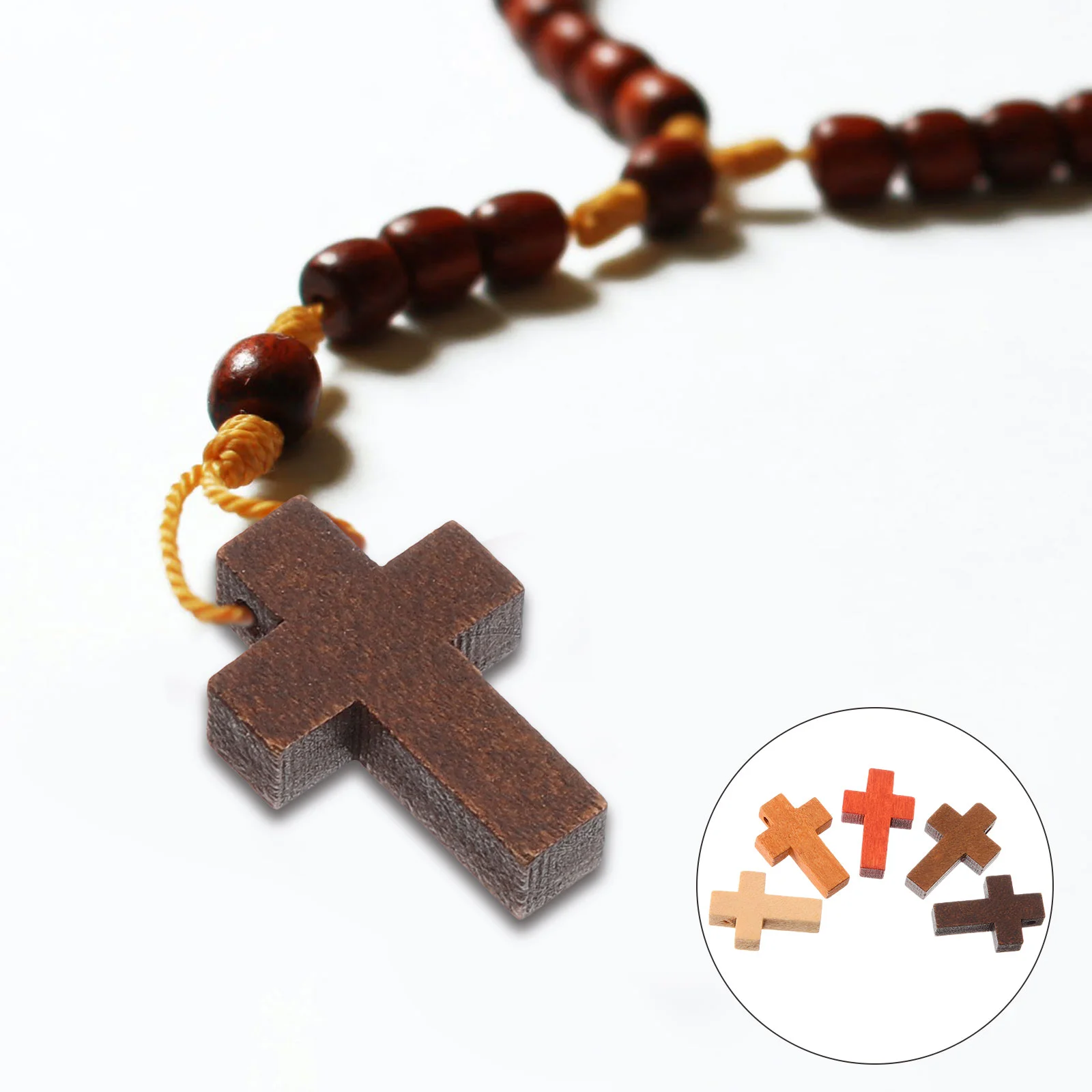 Pendentif croix en bois, 50 pièces, accessoires exécutifs, perles, breloques pour bricolage