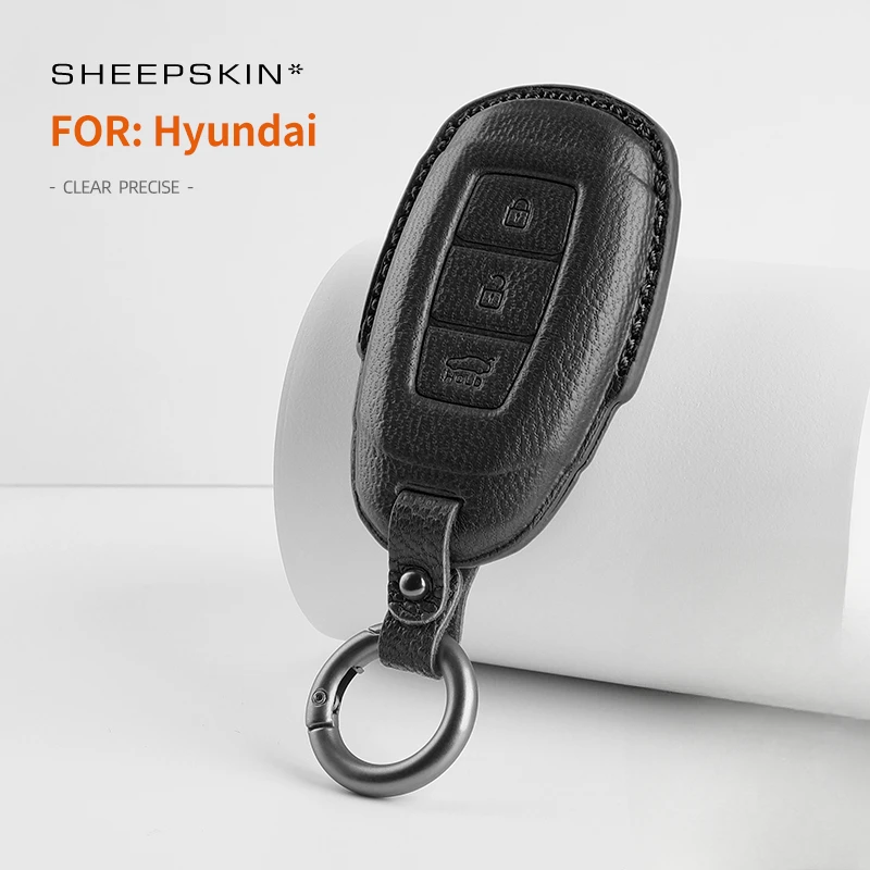 

Car Key Cover For Hyundai i30 ix25 Elantra Solaris Azera Grandeur Ig TM Accent Santa Fe Sheepskin Leather Car Keychain