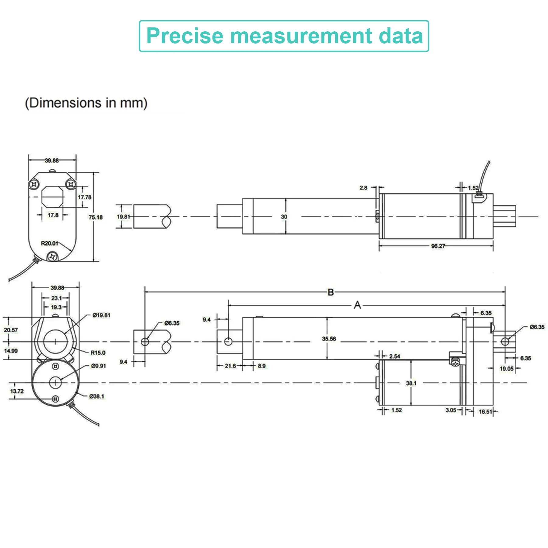 Krihom Linearantrieb 1000N 12V 24V, 50mm 350mm 700mm 1000mm, geeignet für elektrisches medizinisches Bett, Fahrzeug-Schifffenster und Türen. – Detail 3