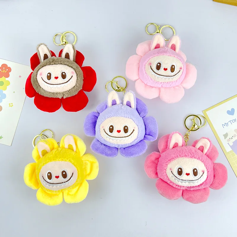 New Labubu Cartoon Donut Plush Toy Doll Keychain Bag Pendant Backpack Hanging Ornaments Accessories Lovely Gifts