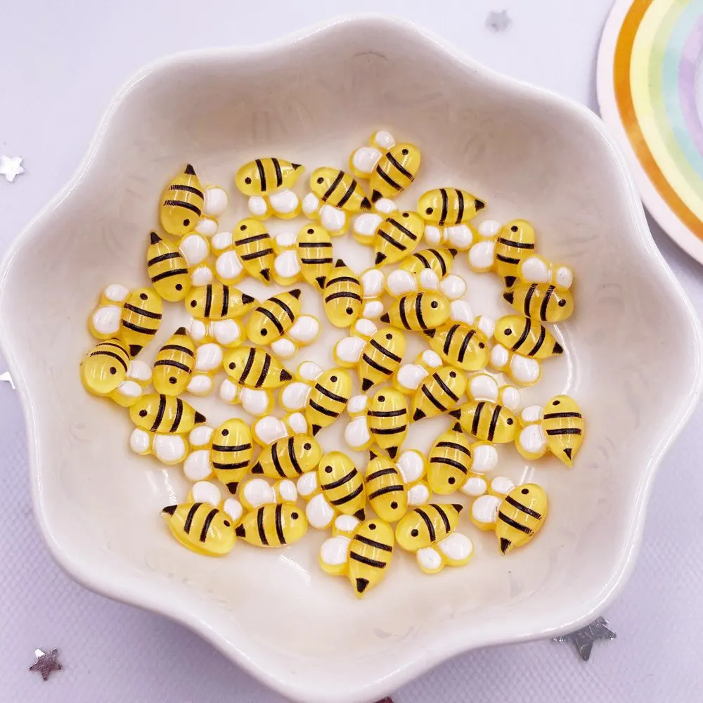 30pcs Glitter Resin Colorful Mini Candy Color Bee Art Nail Flatback Rhinestone Applique DIY Wedding Scrapbook Decor Crafts SL617