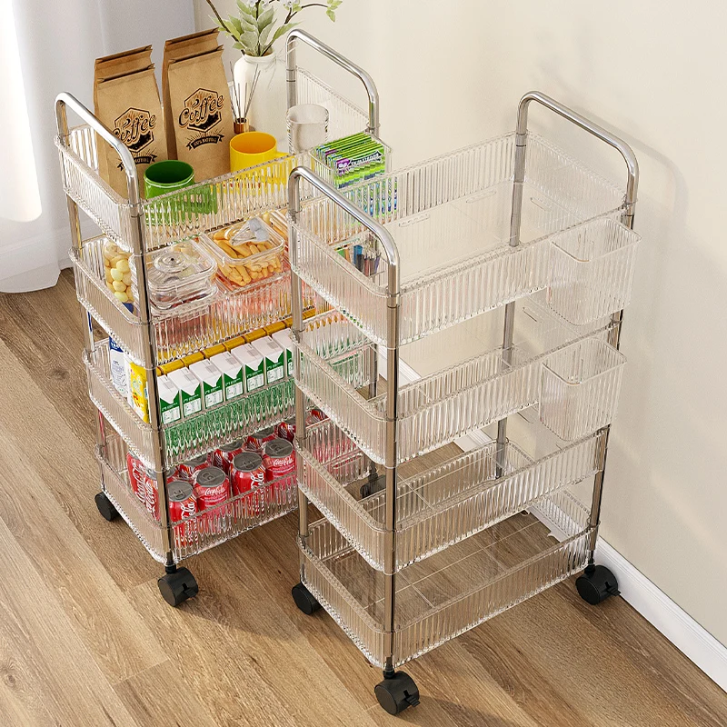 

Mobile acrylic snack trolley rack floor-to-ceiling bathroom toilet storage box multi-layer cosmetic cabinet