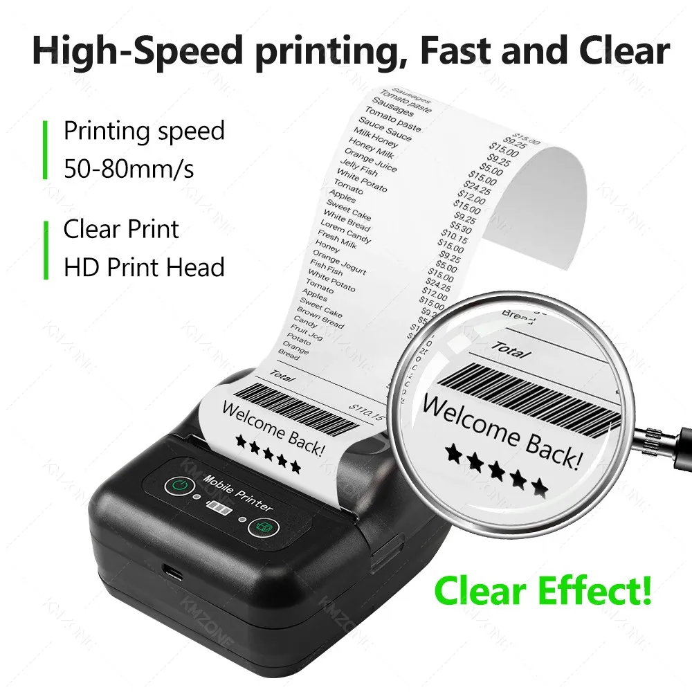 3 inch 80mm Thermal Receipt Printer POS Bluetooth Wireless Portable Mini Maker Support Loyverse on Android Ticket Print Device