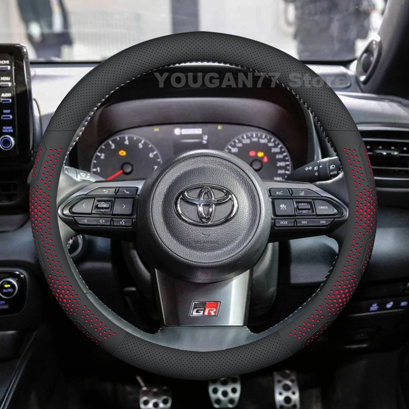 

Leather Car Steering Wheel Cover For Toyota GR YARIS 2026 2007-2025 Covers For Covers Auto interior Toyota GR Sport Accessories