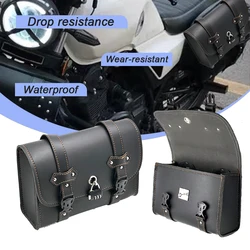 Universal Motorcycle Side Bag Waterproof Tool Pouch Saddle Bags PU Leather Travel Luggage Bag Motorcycle Bag Cruiser For Harley
