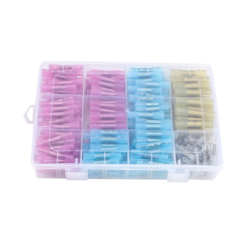 330PCS Heat Shrink Butt Connector Waterproof Heat Shrink Wrapping Solder Sleeve Wire Connector Heat-shrink Tubing Kit With Box