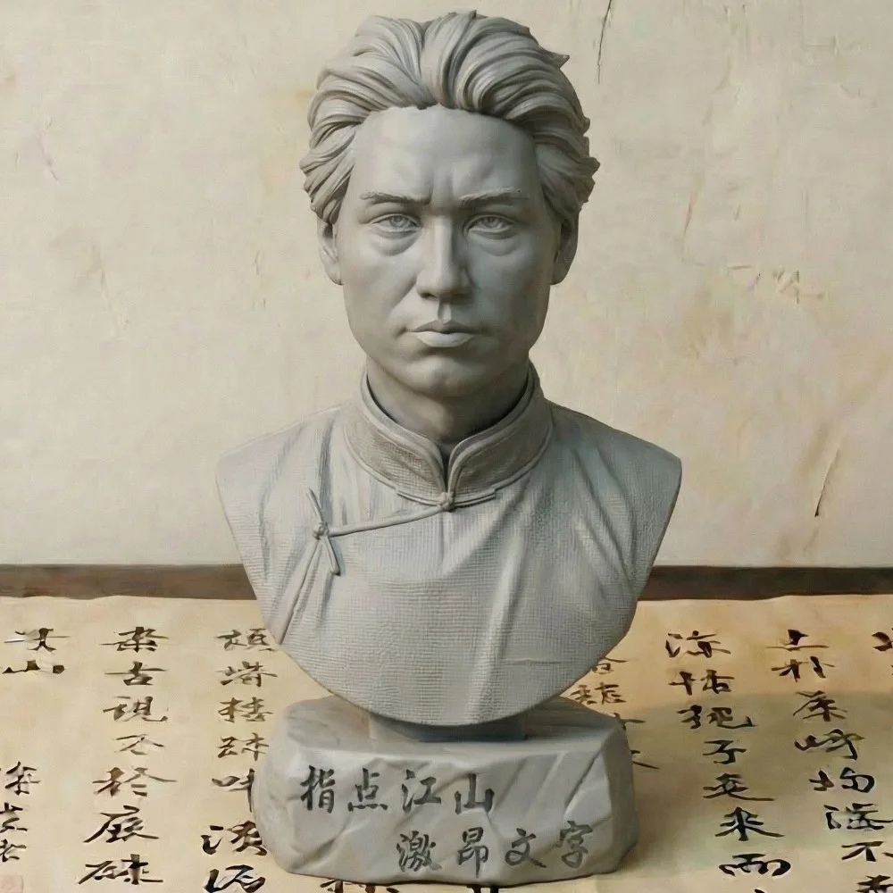 Statue of Young Mao Zedong 1/6 Resin Bust Model 3D Printed DIY Coloring Figurine Miniature 12cm Decoration Craft Gift