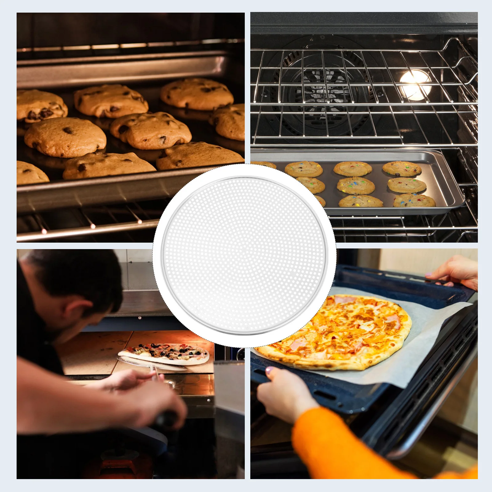 16 Inch Baking Tray Pan Holes for Baking Aluminum Screen Tray Round Pans Kitchenware Metal Pizza Plate Household