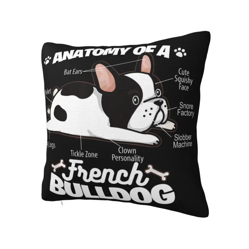 Anatomy Of A French Bulldog Throw Pillow Decor Home Pet Animal Dog Luxury Cushion Cover Square Pillowcase