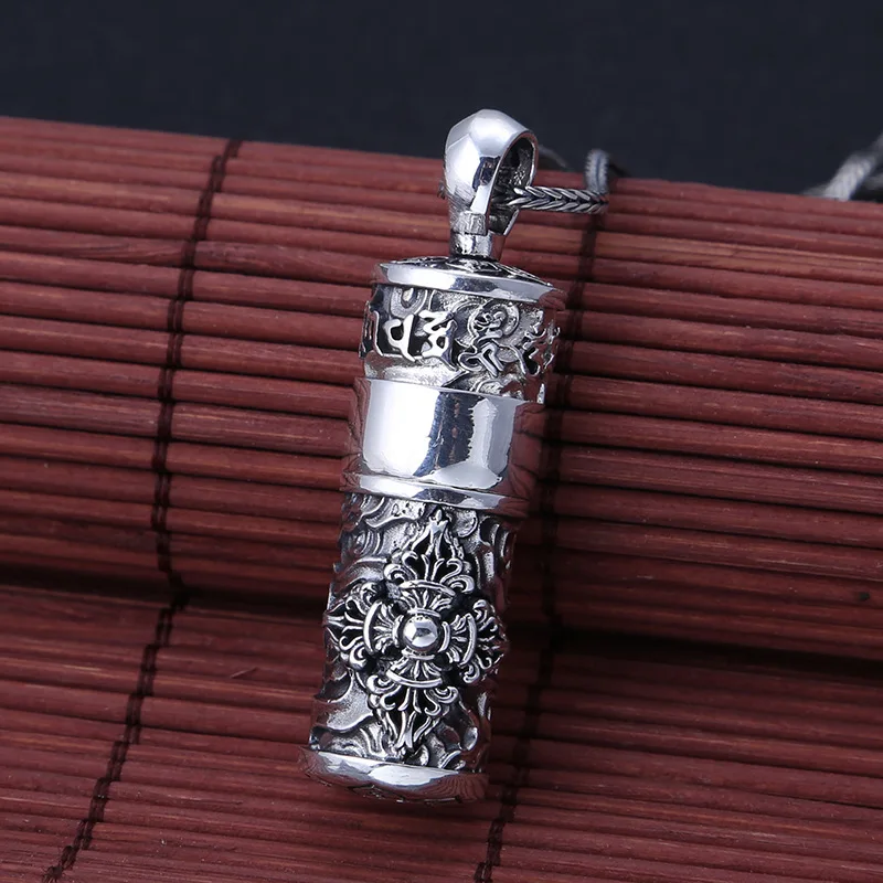 silver ornament Thai Silver Classic six words mantra Vajra lighter niche for a statue of the Buddha men and women pendant