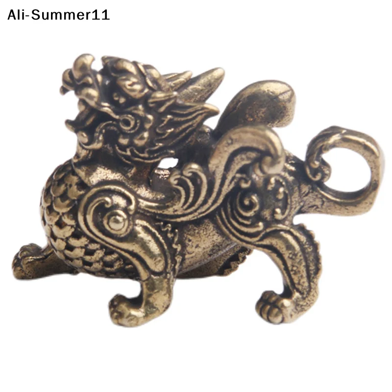 【1a1】1Pc 2026Chinese Brass Qilin Dragon Statue Figurine for Wealth Prosperity Luck Fengshui Vintage Ornament for Home Decoration