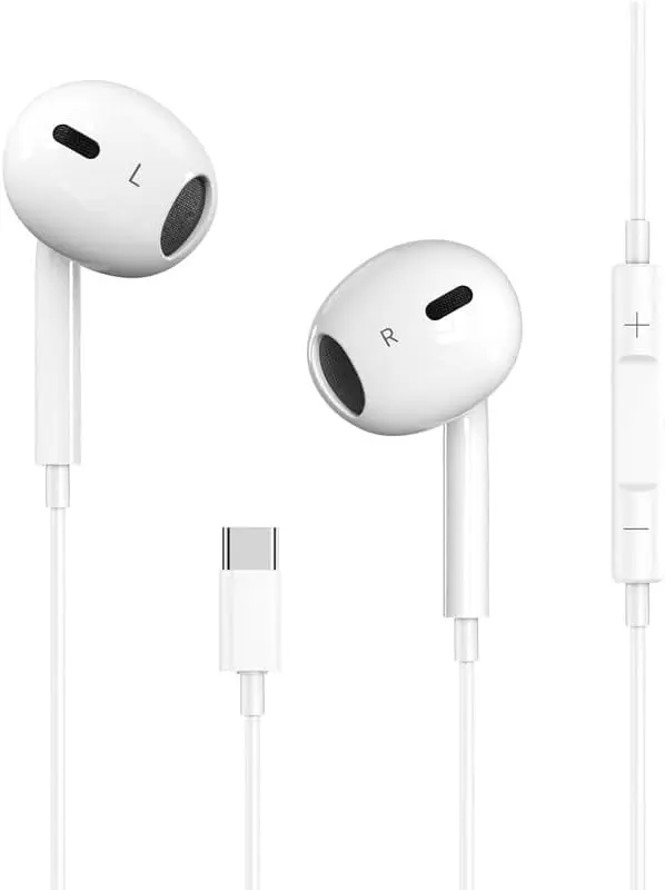 Auriculares USB C para iPhone Pro Max Plus, Auriculares Tipo C con Micrófono y Control Remoto, Auriculares con Cancelación de Ruido para iPad, Galaxy