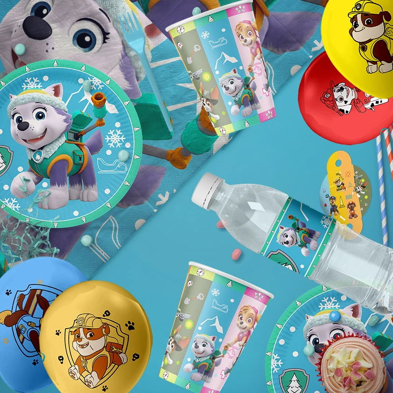 paw patrol snow dog everest theme party supplies tableware cup plate topper kid baby girls birthday party decoration baby shower