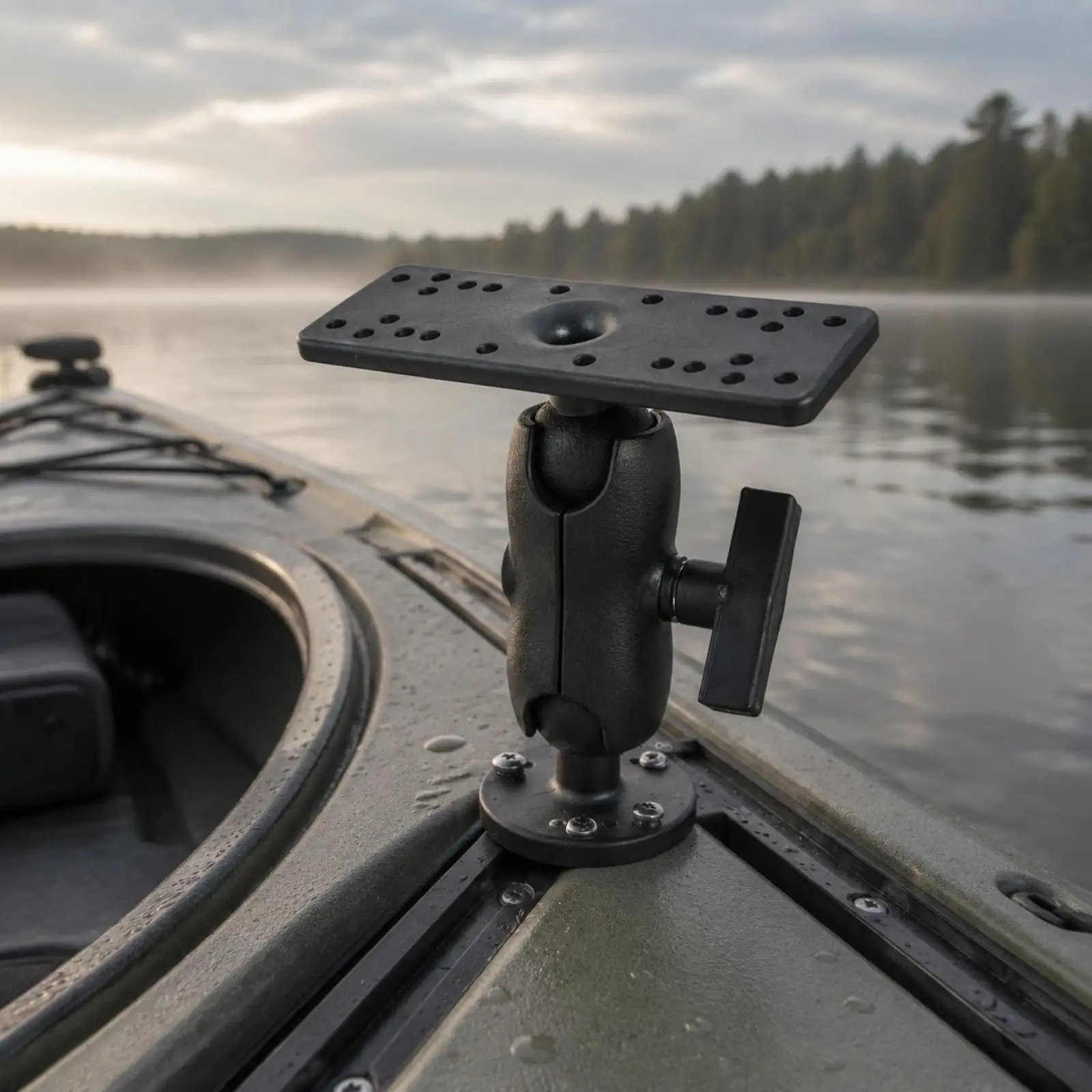 Fishing Kayak Mounting Bracket 360 Degree Rotating Electronic Device Holder TPU Material Accessory for Sonar GPS and Fish Finder