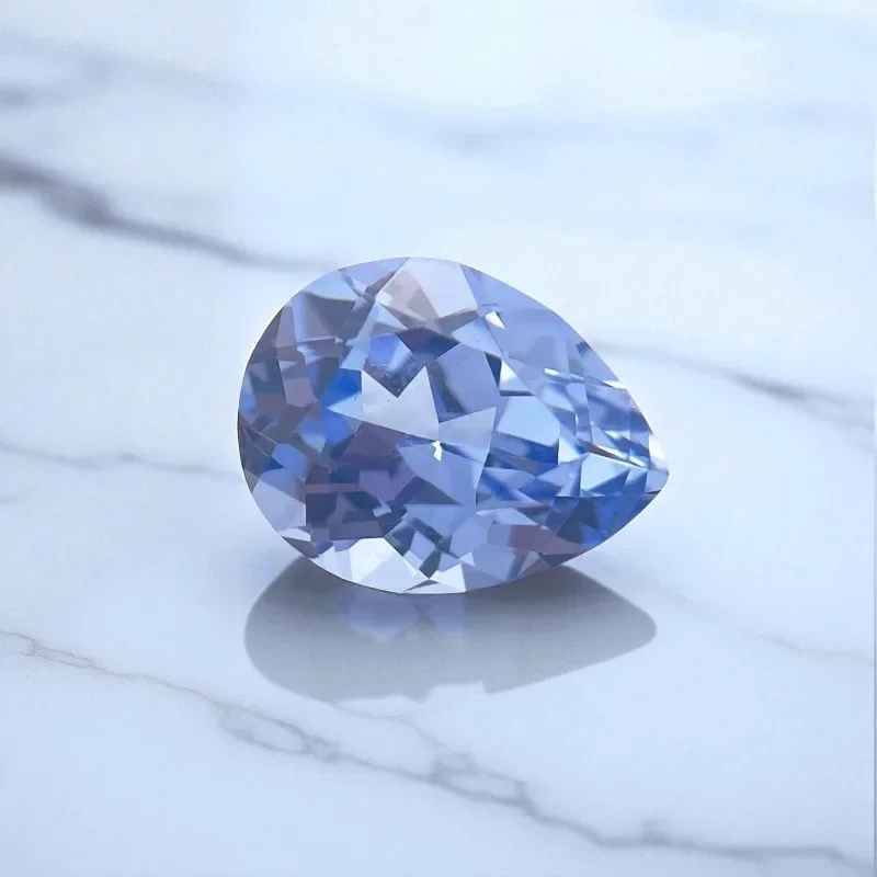 High Quality Lab Grown Sapphire Pear Cut Cornflower Color DIY Charms Jewelry Making Main Materials Selectable Certificate