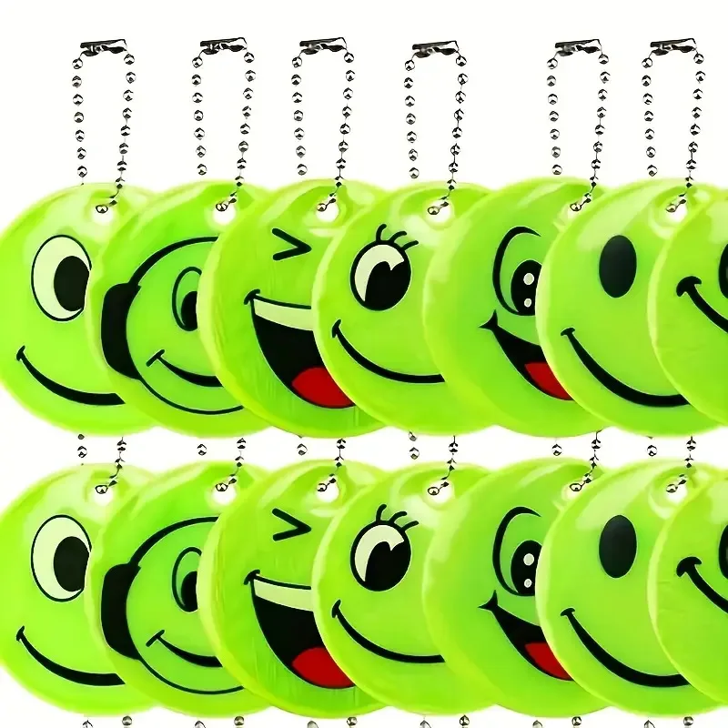 20Pcs Random Fun Emojis, Reflective Pendants, Night Travel Accessories, Backpacks, Pet Lanyards