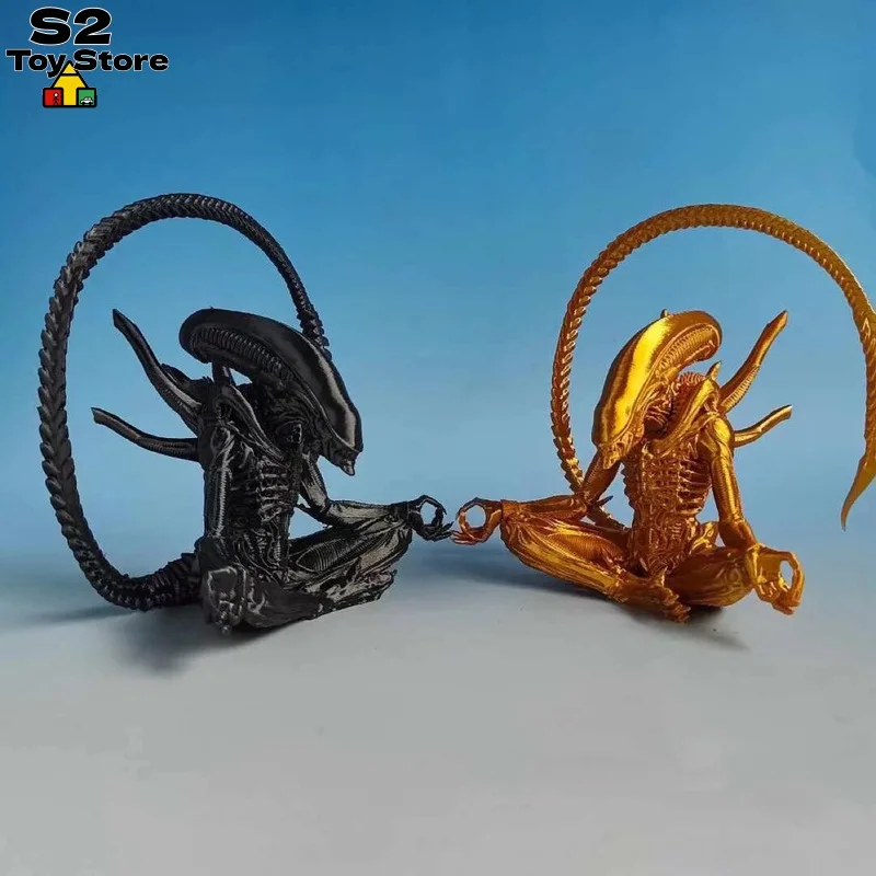 

Alien Romulus New Xenomorph Action Figure Meditation Pose Collectible Model Black Gold Variant Desktop Decor For Sci Fi Fans
