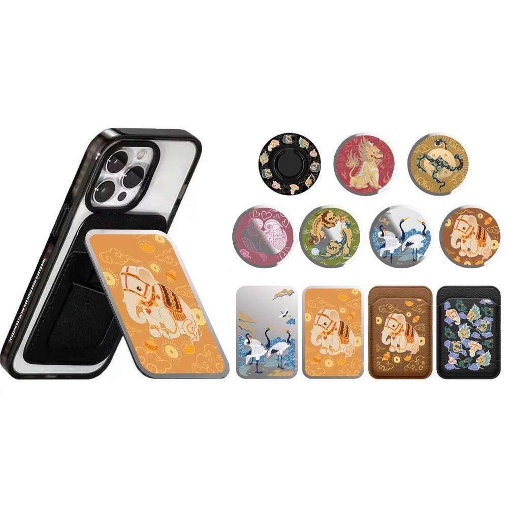 

Elephant Crane Magnetic Folding Black Phone Stand for IPhone 12 13 14 15 16 Pro Max Holder Mount Support for S25 Ultra