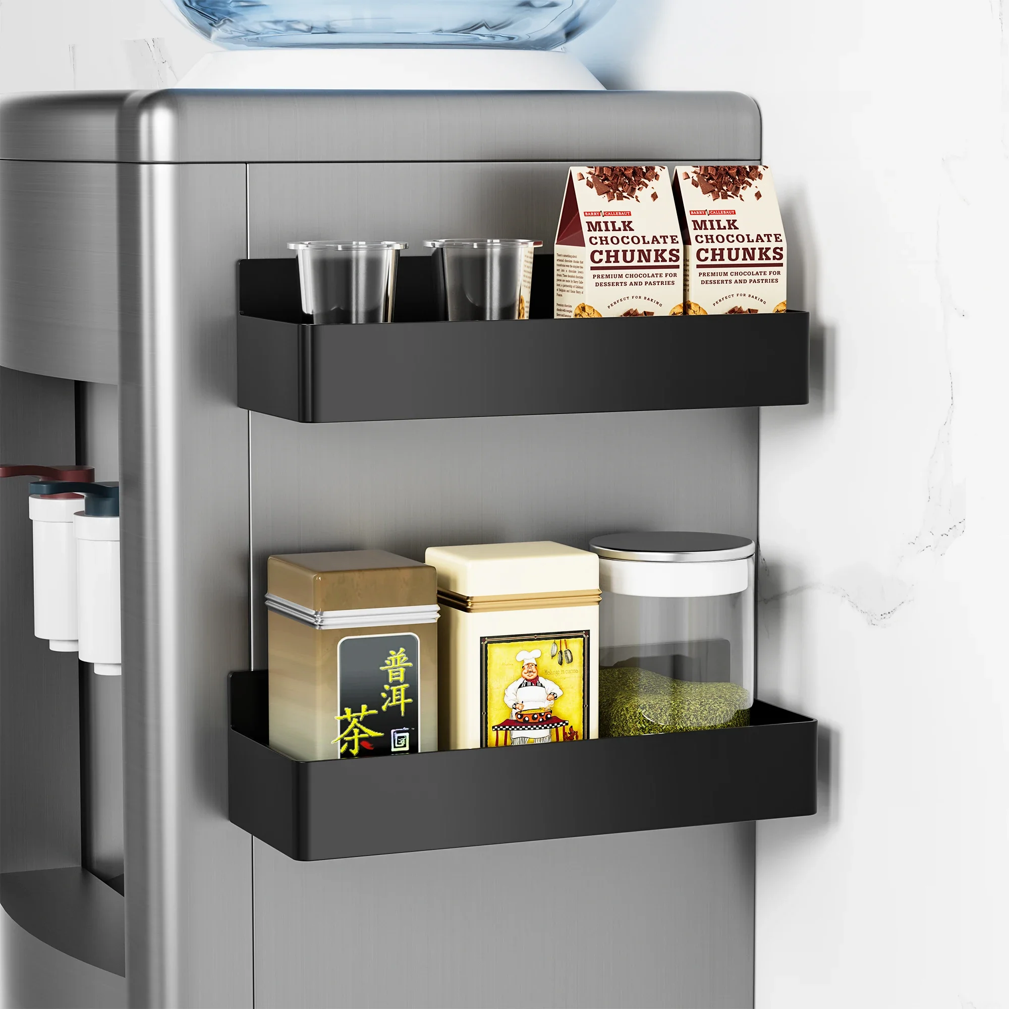 

2pcs Magnetic Storage Rack, No-Drill Wall Mounted Shelf for Kitchen & Bathroom. Multipurpose & Space-Saving Organizer.
