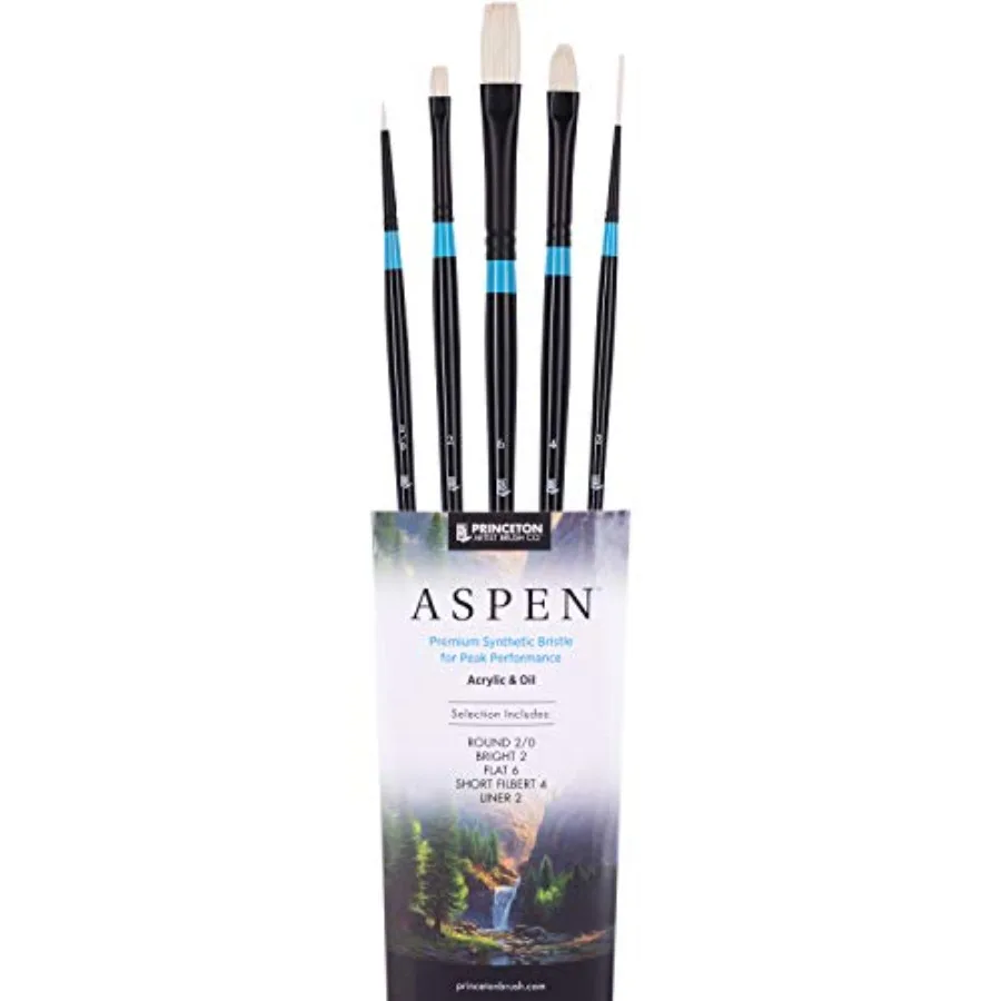 

Набор профессиональных кистей для акриловой живописи Aspen 6500 Series, 5 шт. - Набор кистей для синтетических, масляных, гуашевых и акриловых красок - F