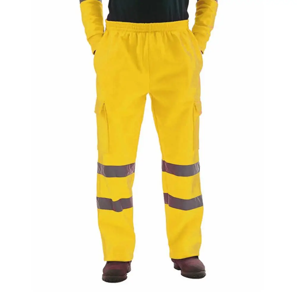 Fleece Men Work Pants Reflective Strips Warming Safety Pants Outdoor Mens Work Uniform Bottoms Safety Sweatpants Running Pants