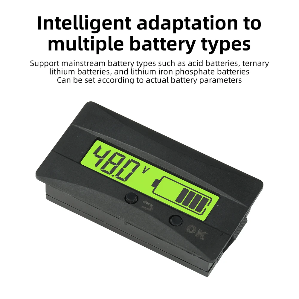 Universeller LCD-Digital-Batteriespannungsanzeiger 9-120V mit Ladezustandsanzeige, Schnappmontage für Lithium- und Blei-Säure-Batterien – Detail 13