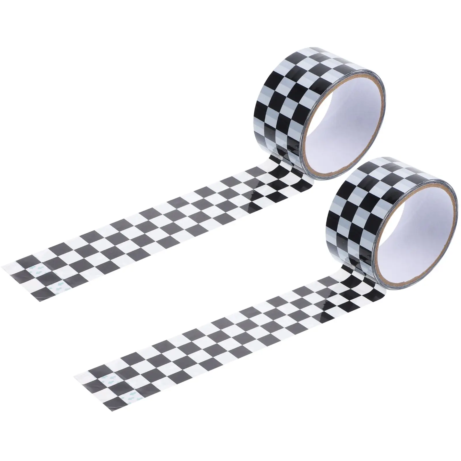 2 Rolls Black White Checkered Tape 15m x 4.8cm DIY Racing Sealing Packing Refill Practical Carton Craft Use