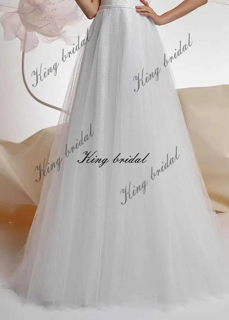 Свадебное платье из тюля с блестками на заказ, блестящие свадебные платья из тюля, элегантный корсет, свадебные платья, драпированное свадебное платье на заказ