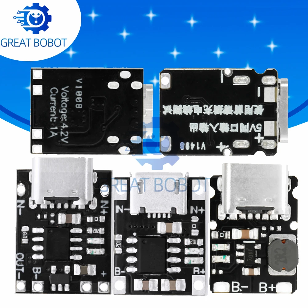 1PCS/5PCS Mini lithium battery charging module 1A/1.2A charging board TP4056 module 18650 charger MICRO  TYPE-C interface