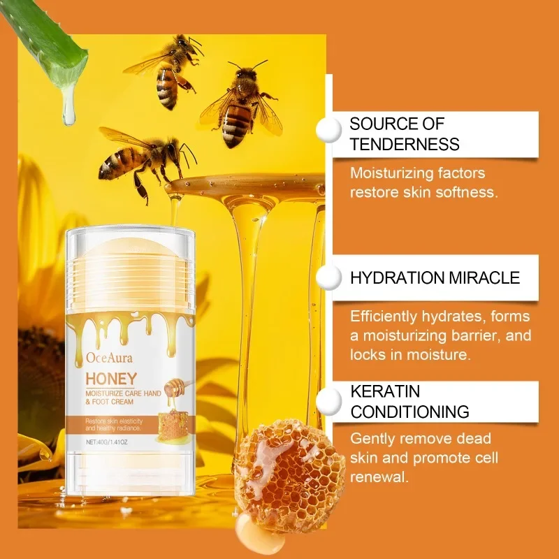 Honey Moisturizing Care Hand and Foot Cream Long-lasting Hydrating Nourishing Anti Cracked Repair Removal Dead Skin Care Stick