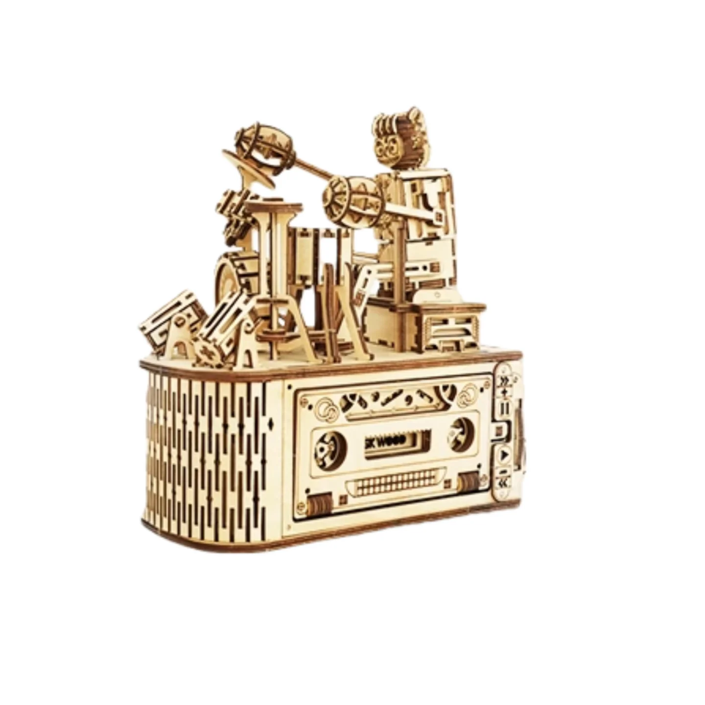 OUZEY 3D Drewniane Puzzle Model Trębaczka Zestaw Modelarski Prezent Urodzinowy dla Dzieci Gry Rodzinne Model do Składania Mechaniczny Bęben Kreatywne Zabawki