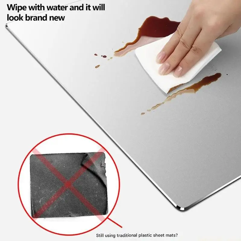 

Металлический алюминиевый коврик для мыши, твердый серебряный коврик, гладкий, тонкий, двухсторонний, водонепроницаемый