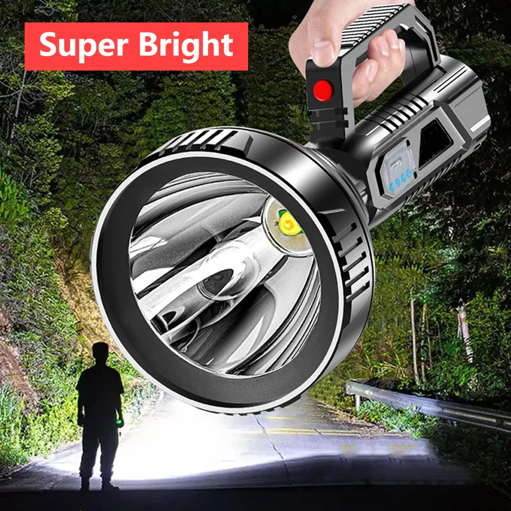 3030LED High Power Led Flashlights Rechargeable Camping Spotlight with Side Light 3 Lighting Modes for Camping Adventure Outdoor